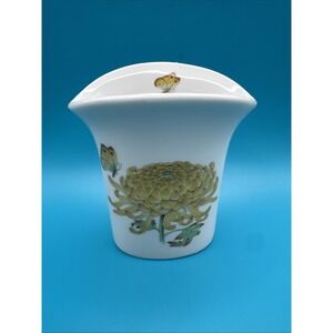 Vintage Flower Vase Takahashi Medley Yellow Mum Butterfly‎ Japan Porcelain Small